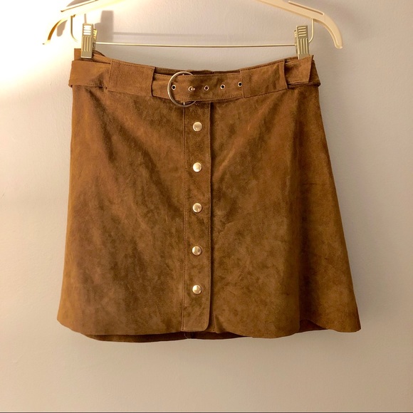 Zara Dresses & Skirts - 🔥SALE🔥Zara Honey Brown Leather Skirt Size Large